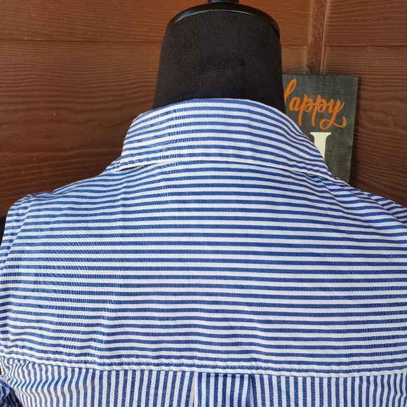 MICHAEL KORS Blue & White Pinstripe Cold Shoulder Mini Dress Women's Size 4 NWOT - Picture 7 of 15